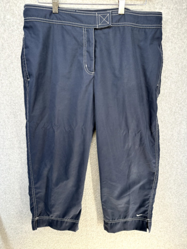 Nike Womens Capri Athletic Pants Size Large 12-14 Navy Blue Lightweight Pockets
