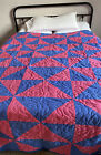 Handmade Quilt Pink Blue Bright Colors Floral Quilting 78x86  Full Double Girls