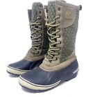 Sorel Boots Womens Sorelli Waterproof Winter Snow Boot Green Brown Quilted 9 M