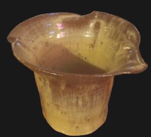 New ListingBrown Drip Glaze 6” Tall Pottery Vase~Irregular Shape Unmarked 7.5