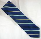 Blue, Navy & Gold Striped Kids Silk Neck Tie, London 400, 48
