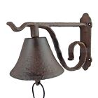 Farmhouse Dinner Bell Scrolls Cast Iron Wall Mount Rustic Brown Country Western