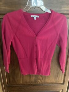 Cabi #885 Hot Pink V Neck Button Front Sweater Cardigan Size Extra Small
