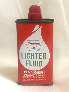 Vintage Sinclair Lighter Fluid Household Oil Handy Oiler Tin Can Dinosaur