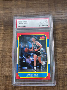 1986 Fleer Larry Bird Boston Celtics #9 PSA 8