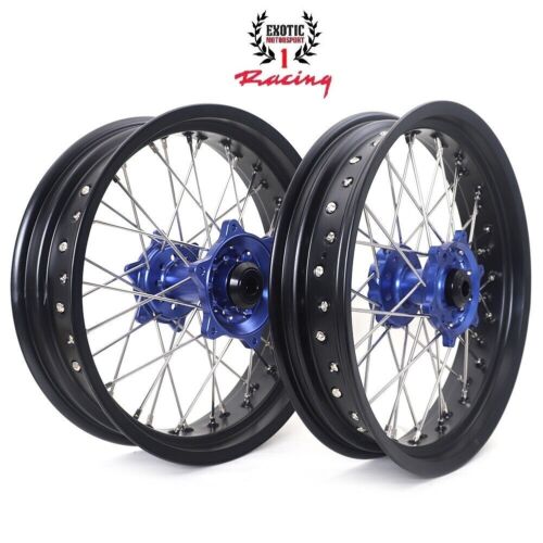 Yamaha WR250F 2015-2019 WR450F 2012-18 Supermoto Wheels  BLUE Hub Black Rim 17