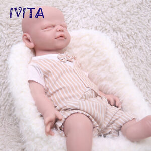 IVITA 21'' Silicone Reborn Infant Eyes Closed Sleeping Boy Soft Silicone Doll