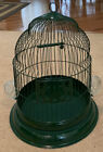 Antique Victorian Hendryx Green Metal Bird Cage W/ Glass Feeders Perch