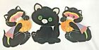 New ListingVintage Halloween Die Cut Black Cat Flocked Pumpkin 3D Eyes Wall Decoration Lot