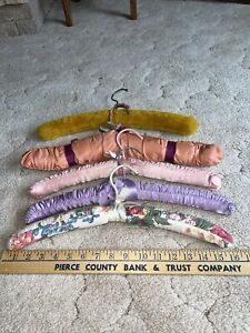 5 Vintage 1960-79 Hand Cloth Wooden Coat Hangers swivel hooks Multicolor 16
