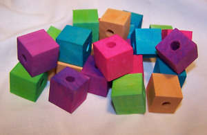 25 Bird Toy Parts Colored Wood Blocks 3/4
