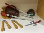 2012-2015 TMNT Raphael Turtle Shell With Two Swords-Mask-2 Pair Nunchucks-Knife