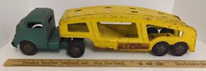 vintage Structo Auto Transport Car Carrier w/green Cab