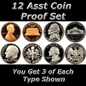 Lot of 12 Assorted Gem Proof Coins ~ Uncirculated Proof Coin Collection