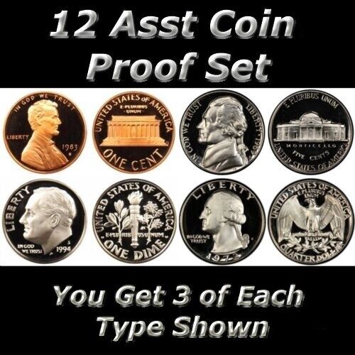 Lot of 12 Assorted Gem Proof Coins ~ Uncirculated Proof Coin Collection