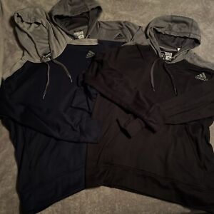 Men’s Lot Of 3 Adidas Ultimate Hoodies Size Large Navy, Black, And Grey 3 Pack