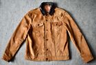Levi's Tobacco Brown Suede Leather Slim Trucker Jacket Coat Size L/XL