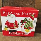 Fitz and Floyd 2009 Holiday Folk Santa & Snowman Christmas Salt Pepper Shakers
