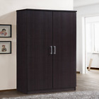 Black Finish Wooden Armoire Wardrobe Storage Cabinet Closet Drawers Organizer