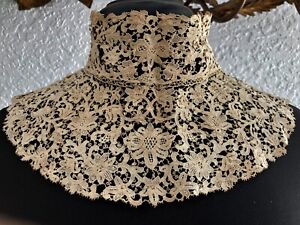 ANTIQUE EDWARDIAN BRUSSELS LACE HIGH NECK COLLAR...COLLECTOR