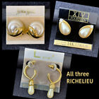 Richelieu Pearl Earrings, 3 Pair Lot, Gold-tone, Pierced