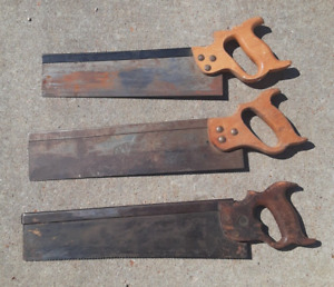 lot of 3: Vintage Disston Hand Saws (Dunlap, Jackson & Corsair)