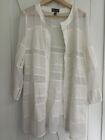 Womens Chelsea28 Open Front Long Duster Cardigan LG Lace Chiffon woven white