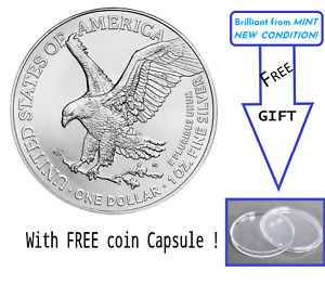2021 - 1 oz American Silver Eagle (0.999) Fine Silver BU type 2 coin US mint NEW