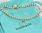 Please Return To Tiffany & Co Silver Blue Enamel Heart Charm Bead 6.75