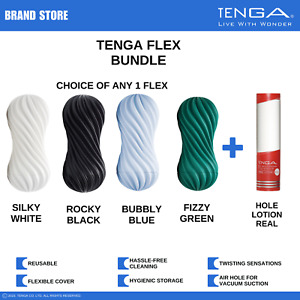 TENGA Flex Male Reusable Masturbator/ Stroker Bundle w/Hole Lotion NIB NWT