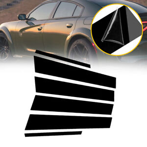 6X For 2011-2021 Dodge Charger Door Pillar Post Trim Gloss Black Car Accessories