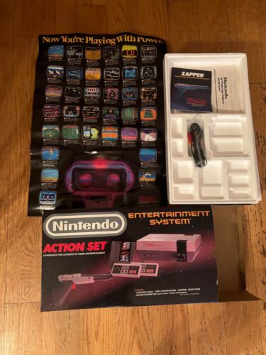 Nintendo NES Action Set Console BOX ONLY - With Styrofoam, Poster, and Manuals