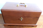 VINTAGE SOLID WALNUT HINGED BOX WITH LOCK AND KEY DOVE TAIL CORNERS