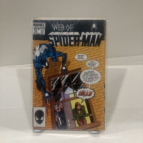 Web of Spider-man #12 (1986 Marvel) Black Symbiote Suit, Rubenstein Cover!