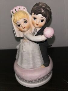 New ListingCeramic Bride & Groom Wedding Music Box Cake Topper 6”
