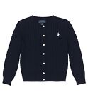 Polo Ralph Lauren Girls Sweater Cable Knit Cardigan Big Kids sz Large 12-14 Navy
