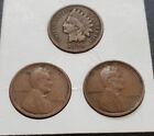 1909 VDB Lincoln Cent 1909 P Cent 1909 Indian Head Cent 3 Coin Lot In Coin Flip