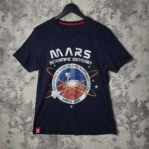 Alpha Industries T Shirt Mens  Mars Nasa Odyssey Crey Neck Small Navy Blue