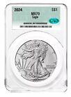 2024 $1 American Silver Eagle CAC MS70 Truly A Go Too Holder.