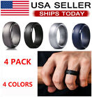 4 Pack Silicone Flexible Wedding Ring Engagement Men Women Rubber Band Sport Gym