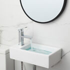 Small Hand Wash Basin Sink Ceramic Wall Mount Bathroom Cloakroom Sink Left White