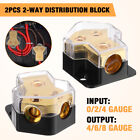 2PCS Power Ground Amp Distribution Block 0/2/4 Gauge Input 4/6/8 Gauge Output