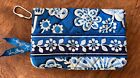 Vera Bradley Blue Lagoon One For The Money Kiss Snap Coin Purse Bifold Wallet