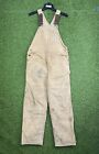 Mens Carhartt Overalls Lined Duck Bibs Size 36x32 R02 BRN Made in USA Union Made