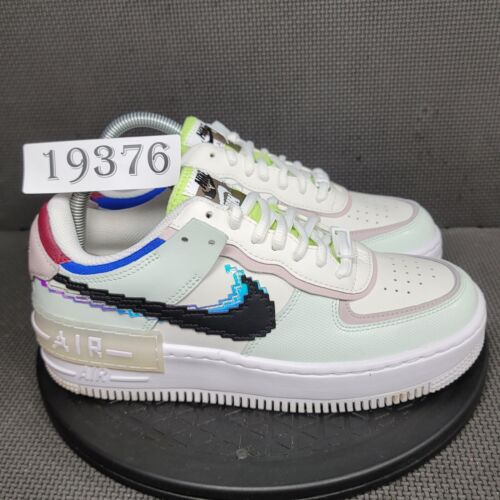 Nike Air Force 1 Shadow 8 Bit Shoes Womens Sz 8 White Green Trainers Sneakers