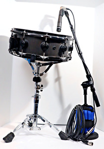 DW Snare Drum Collector Series Ebony Black Hardware Tama Stand Shure SM57 Bundle