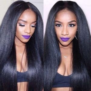 Yaki Lace Front Wigs Long Straight Heat Resistant Synthetic Natural Black Women