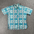 VINTAGE Cooke Street Mens Hawaiian Shirt Large Floral Popover Made USA Lei 70s