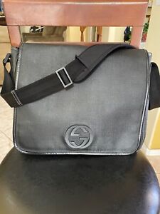 Men’s Black Coated Canvas Gucci Interlockin G Messenger  bag !
