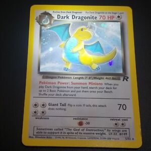 Dark Dragonite 5/82 - SWIRL Holo Rare - Team Rocket - WOTC Pokemon CARD - LP